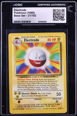 1999 Pokemon Base Set Electrode #21 CGC AUTH