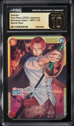 2022 One Piece Japanese Romance Dawn SEC Shanks #OP01-120 CGC 10 PRISTINE
