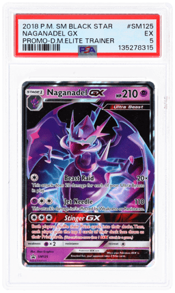 2018 Pokemon Sun and Moon Black Star Promo Dragon Majesty Elite Trainer Naganadel Gx #SM125 PSA 5