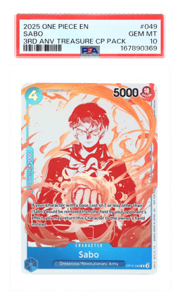 2025 One Piece Promo 3rd Anniversary Treasure Campaign Sabo #OP10-049 PSA 10