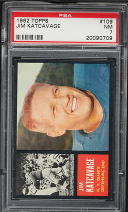 1962 Topps Football Jim Katcavage #109 PSA 7 NRMT