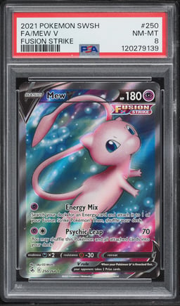 2021 Pokemon Sword & Shield Fusion Strike Full Art Mew V #250 PSA 8 NM-MT