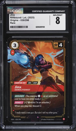 2025 Riftbound League Of Legends LoL Origins Jinx #30 CGC 8 NM-MT