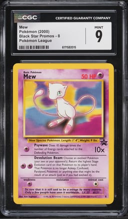 2000 Pokemon League Black Star Promo Mew #8 CGC 9 MINT