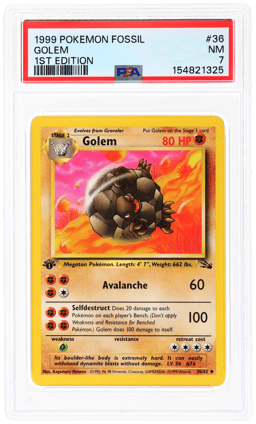 1999 Pokemon Fossil 1st Edition Golem #36 PSA 7