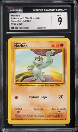 1999 Pokemon Base Set Machop #52 CGC 9 MINT