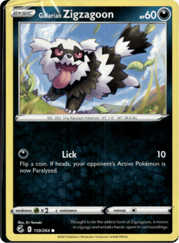 2021 Galarian Zigzagoon #159 Fusion Strike