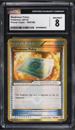 2015 Pokemon XY Primal Clash SEC Weakness Policy #164 CGC 8 NM-MT
