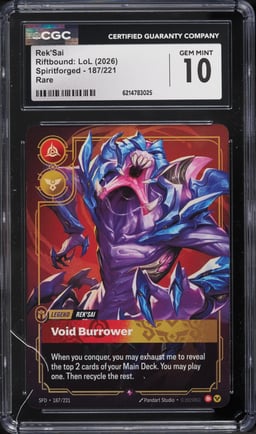 2026 Riftbound League Of Legends LoL Spiritforged Rek'Sai #187 CGC 10 GEM MINT