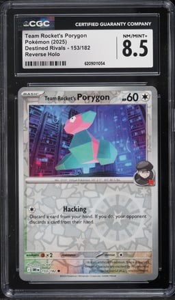 2025 Pokemon Scarlet & Violet Destined Rivals Reverse Holo Team Rocket's Porygon #153 CGC 8.5