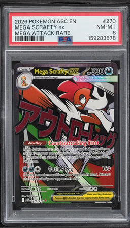 2026 Pokemon Mega Evolution Ascended Heroes MA Mega Scrafty Ex #270 PSA 8 NM-MT