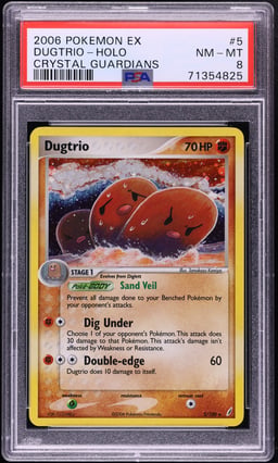 2006 Pokemon EX Crystal Guardians Holo Dugtrio #5 PSA 8 NM-MT