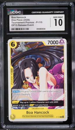 2026 One Piece Tournament Promos OP15 Release Event Boa Hancock #P-115 CGC 10 GEM MINT