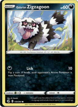 2021 Galarian Zigzagoon #159 Fusion Strike