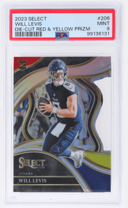 2023 Panini Select Club Level Die Cut Red and Yellow Prizm Will Levis #206 /49 PSA 9