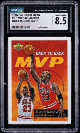 1992 Upper Deck Back To Back MVP Michael Jordan #67 CGC 8.5 NM-MT+