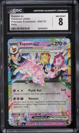 2025 Pokemon Scarlet & Violet Prismatic Evolutions Holo Espeon EX #34 CGC 8 NM-MT