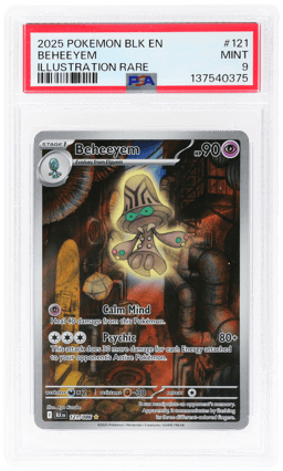 2025 Pokemon Scarlet and Violet Black Bolt Illustration Rare Beheeyem #121 PSA 9