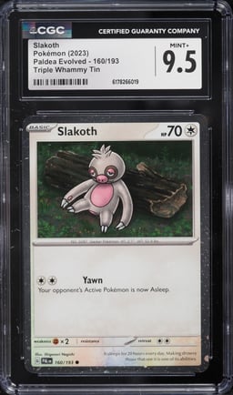 2023 Pokemon Scarlet & Violet Paldea Evolved Triple Whammy Tin Slakoth #160 CGC 9.5 MINT+
