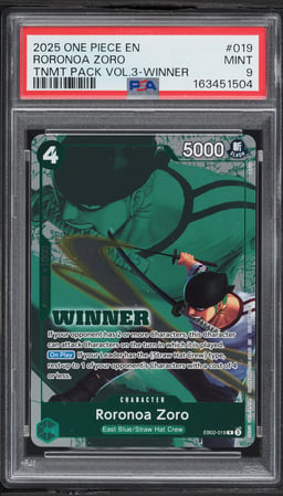 2025 One Piece Tournament Pack Vol. 3 Winner Alt Art Roronoa Zoro #EB02-019 PSA 9 MINT