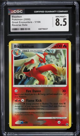2008 Pokemon Diamond & Pearl Great Encounters Reverse Holo Blaziken #1 CGC 8.5 NM-MT+