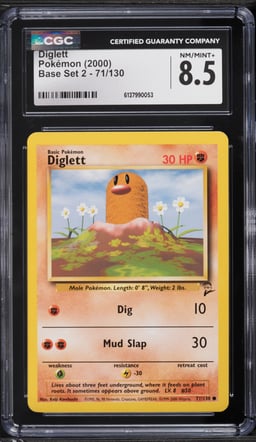 2000 Pokemon Base Set 2 Diglett #71 CGC 8.5 NM-MT+