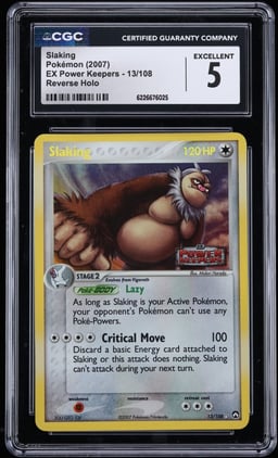 2007 Pokemon EX Power Keepers Reverse Holo Slaking #13 CGC 5 EX