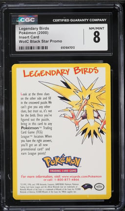 2000 Pokemon Insert Card WotC Promo Legendary Birds CGC 8 NM-MT