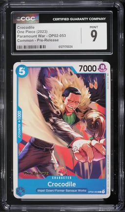 2023 One Piece Paramount War Pre-Release Crocodile #OP02-053 CGC 9 MINT