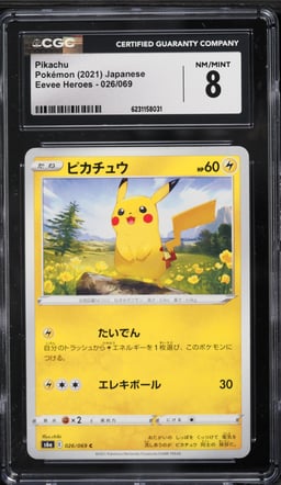 2021 Pokemon Japanese Sword & Shield Eevee Heroes Pikachu #26 CGC 8 NM-MT