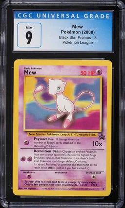 2000 Pokemon League Black Star Promo Mew #8 CGC 9 MINT