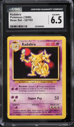 1999 Pokemon Base Set Kadabra #32 CGC 6.5 EXMT+