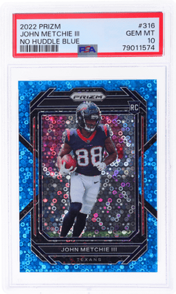 2022 Panini Prizm No Huddle Blue Disco Prizm John Metchie III #316 15/79 PSA 10