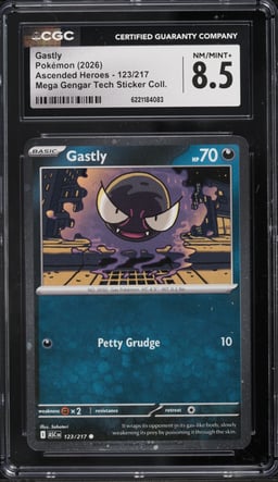 2026 Pokemon Mega Evolution Ascended Heroes Gengar Tech Sticker Gastly #123 CGC 8.5 NM-MT+
