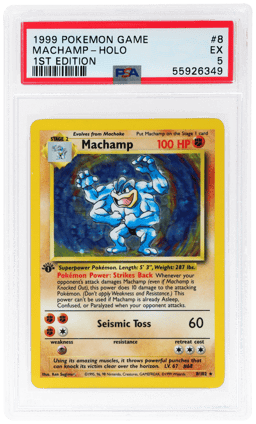 1999 Pokemon Base Set 1st Edition Holo Machamp #8 PSA 5