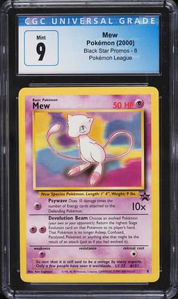 2000 Pokemon League Black Star Promo Mew #8 CGC 9 MINT
