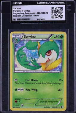 2013 Pokemon Black & White Legendary Treasures Radiant Collection Holo Servine #RC2 CGC AUTH