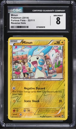 2014 Pokemon XY Furious Fists Reverse Holo Minun #32 CGC 8 NM-MT