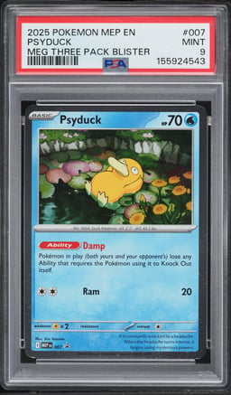 2025 Pokemon Mega Evolution Promo 3 Pack Blister Psyduck #7 PSA 9 MINT