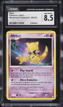 2007 Pokemon Mysterious Treasures Abra #69 CGC 8.5 NM-MT+
