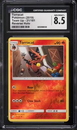 2019 Pokemon Team Up Reverse Holo Torracat #21 CGC 8.5 NM-MT+