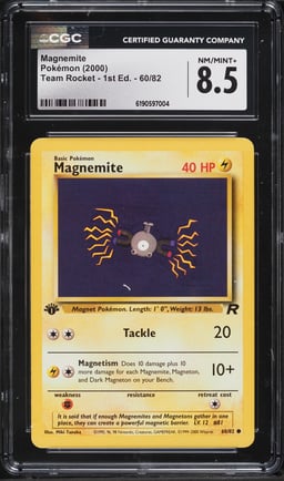 2000 Pokemon Team Rocket 1st Edition Magnemite #60 CGC 8.5 NM-MT+