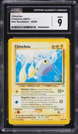2001 Pokemon Neo Revelation Chinchou #42 CGC 9 MINT