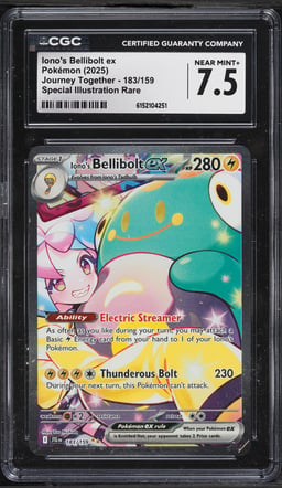 2025 Pokemon Scarlet & Violet Journey Together SIR Iono's Bellibolt Ex #183 CGC 7.5 NRMT+