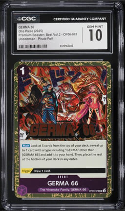 2025 One Piece Premium Booster: Best Vol.2 Pirate Foil GERMA 66 #OP06-078 CGC 10 GEM MINT