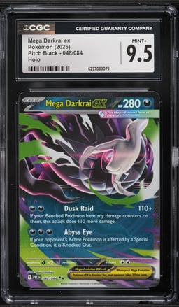 2026 Pokemon Mega Evolution Pitch Black Holo Mega Darkrai Ex #48 CGC 9.5 MINT+