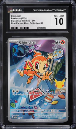 2026 Pokemon Mega Promo First Partner Illustration S1 Full Art Chimchar #41 CGC 10 GEM MINT