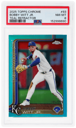 2025 Topps Chrome Teal Refractor Bobby Witt Jr. #93 191/299 PSA 8
