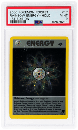 2000 Pokemon Team Rocket 1st Edition Holo Rainbow Energy #17 PSA 9