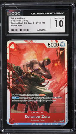 2025 One Piece Starter Deck EX Gear 5 SR Roronoa Zoro #ST21-015 CGC 10 GEM MINT